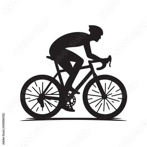 Bicycle with Rider Bold Silhouette