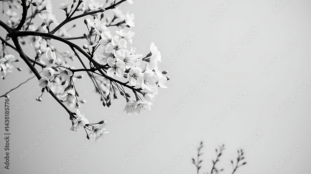 Fototapeta premium Spring blossom tree and blooming plants side view