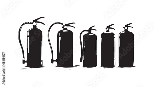 Fire extinguisher set line art