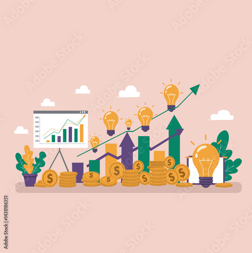 Financial Growth and Innovative Ideas - Concept of Business Success