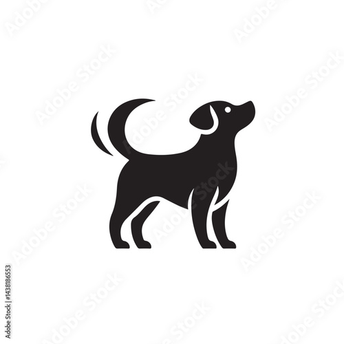Dog Wagging Tail Stylized Silhouette