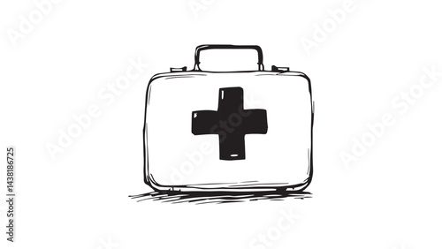 First aid kit set line art
