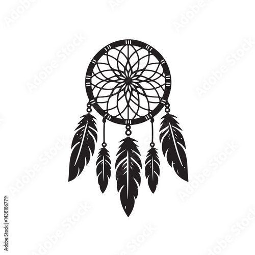 Dreamcatcher with Feathers Bold Silhouette