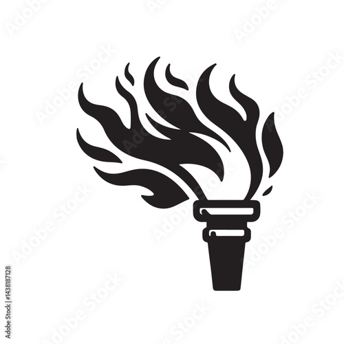 Flaming torch silhouette bold minimal design