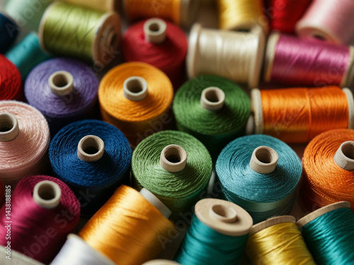 Colorful Spools of Thread for Sewing