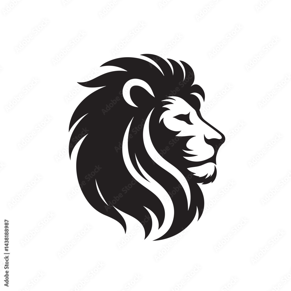 Fototapeta premium Lion Head with Flowing Mane