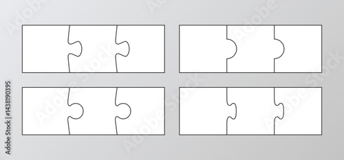 Business presentation infographic with 3 pieces. Jigsaw info graphic. Puzzle presentation for infographics, steps, parts of process diagram. Puzzle grid. Vector