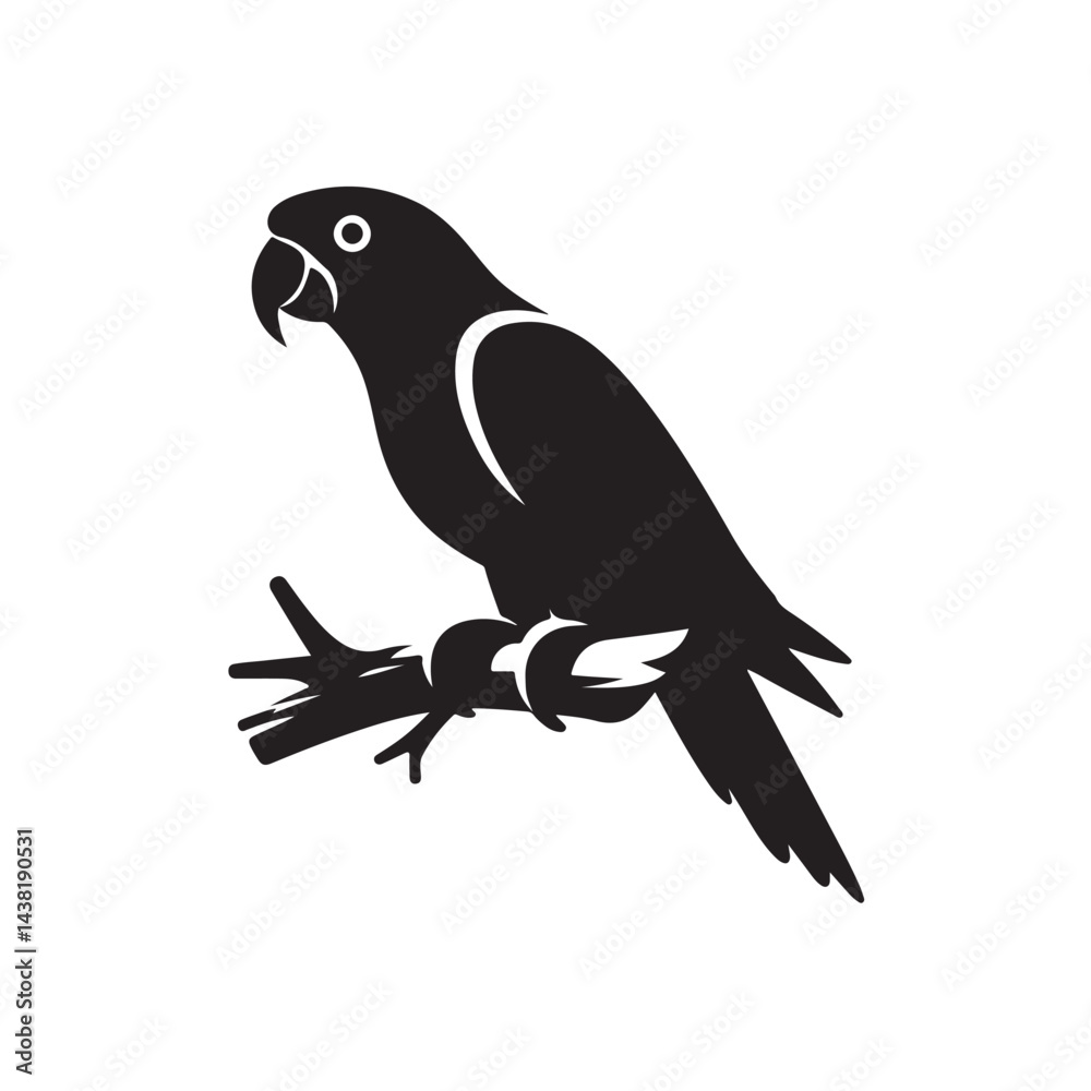 Fototapeta premium Parrot Sitting on Branch Silhouette