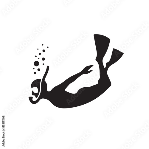 Person Snorkeling Minimalist Silhouette