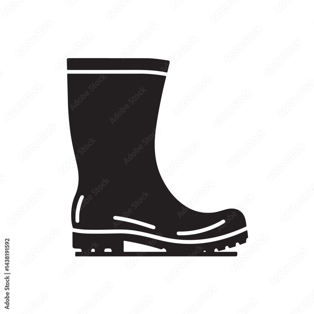 Rain boot black silhouette minimal simple icon Rain boot black silhouette minimal simple icon
