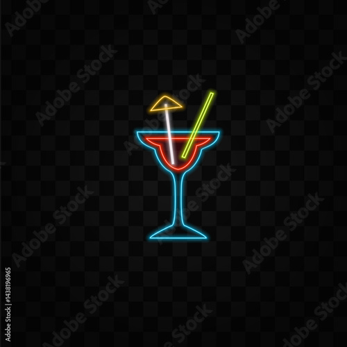 alcohol icons such as wine, champagne, beer, whiskey, cocktail. neon style.