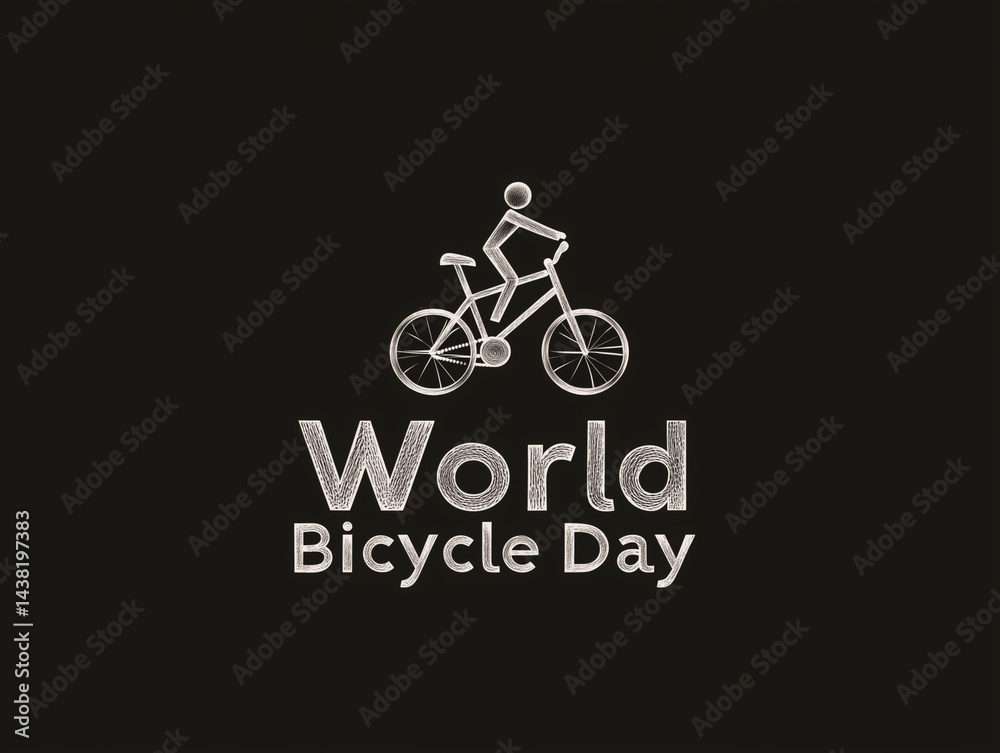 Stylized person riding bicycle for world bicycle day