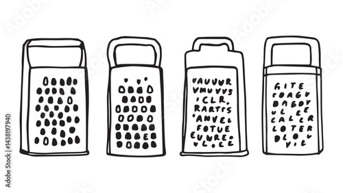 Grater set line art