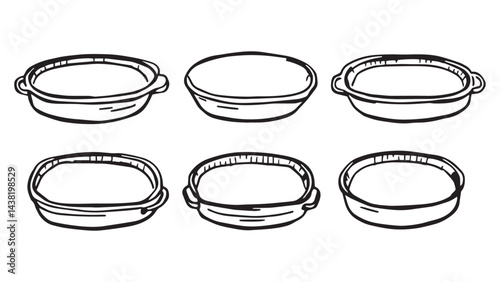 Grill pan set line art
