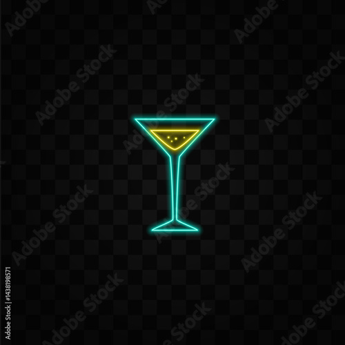 cocktails with glasses in retro style. neon style. Whiskey cocktail.