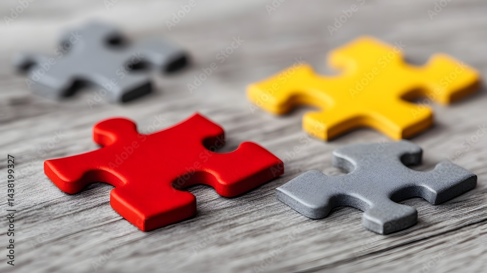 Fototapeta premium Puzzle Pieces Coming Together for Teamwork and Problem-Solving Concept
