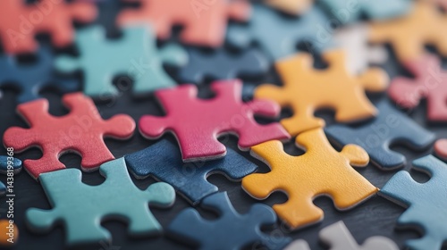 Puzzle Pieces Coming Together, Teamwork and Problem-Solving Concept