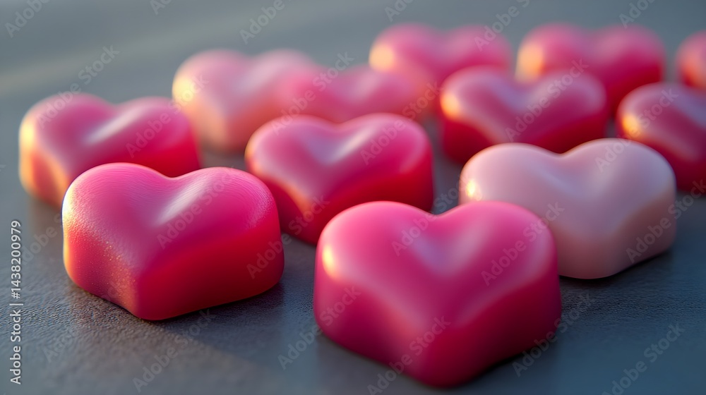 Fototapeta premium Vibrant Heart-Shaped Decor Accents for Valentine's Day Celebration