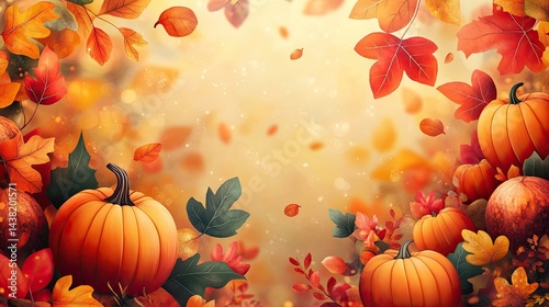 Fall background showcasing autumn leaves, warm colors, and seasonal charm for seasonal greetings and festive visuals
