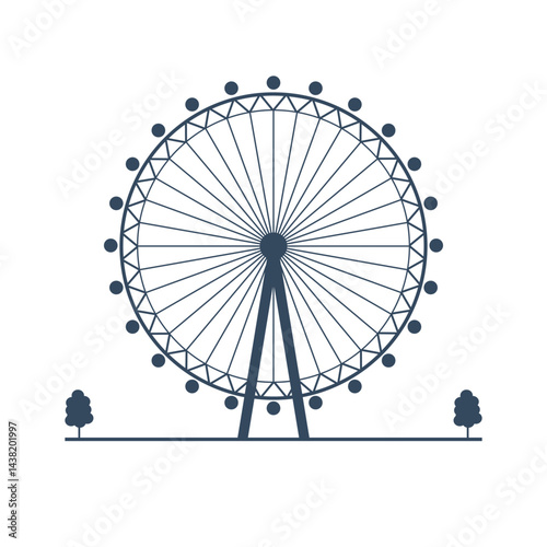 ferris wheel silhouette icon, amusement park logo template, fun fair vector illustration