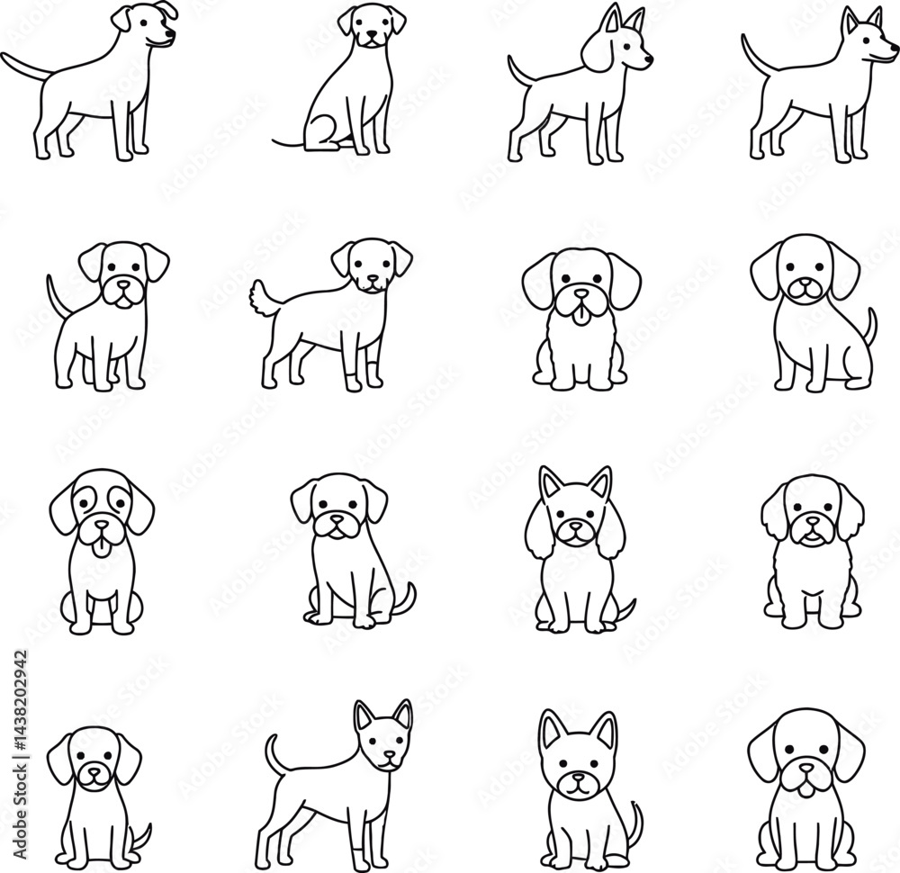 Minimalist Dog Line Art | Cute Puppy Outline Sketch | Hand Drawn Dog Illustration Minimalist Dog Line Art | Cute Puppy Outline Sketch | Hand Drawn Dog Illustration