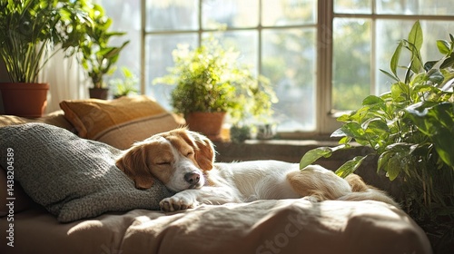 Family pets like dogs, cats, and rabbits enjoying cozy home settings for pet care, love, and companionship themes