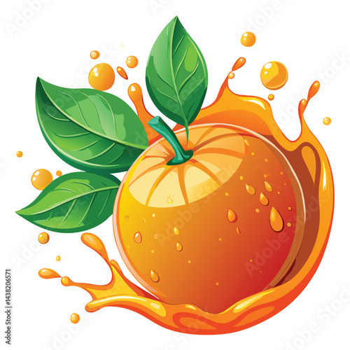 Orange fruit with juice splash