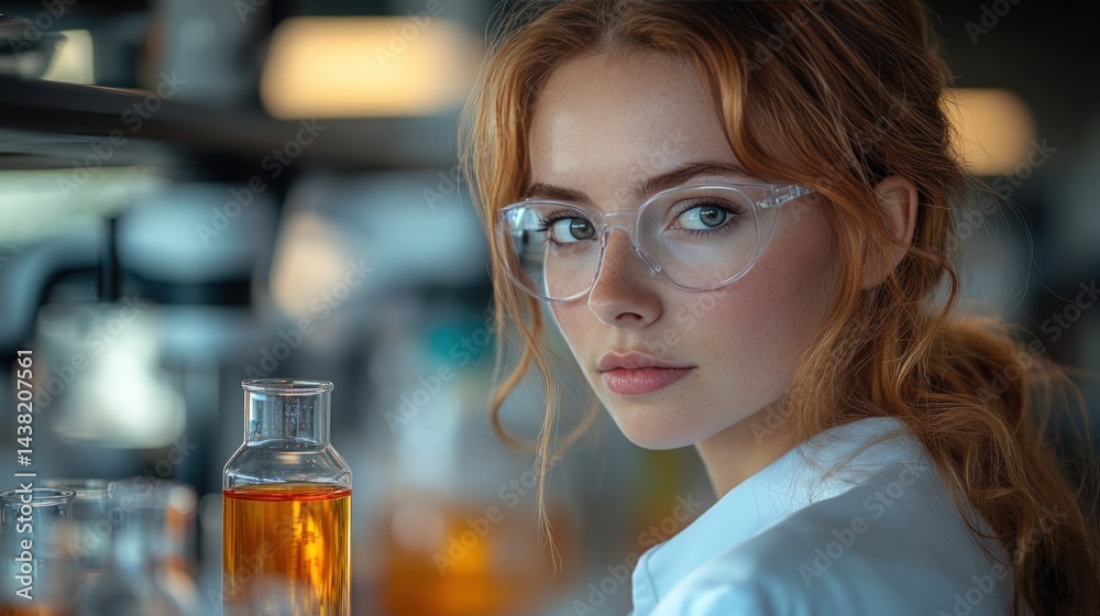 Focused female scientist in lab Focused female scientist in lab