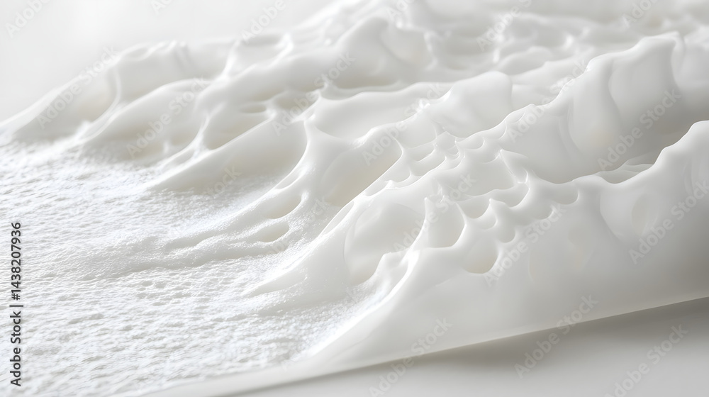 Obraz premium Dynamic white wave patterns artistic studio 3d textures minimalist environment close-up view visual concept