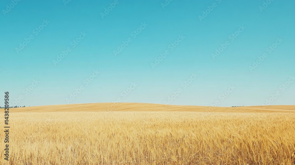 Golden Wheat Field Under a Vast Blue Sky Golden Wheat Field Under a Vast Blue Sky