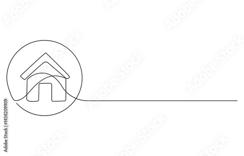 Continuous thin line home illustration,house one line art icon drawing