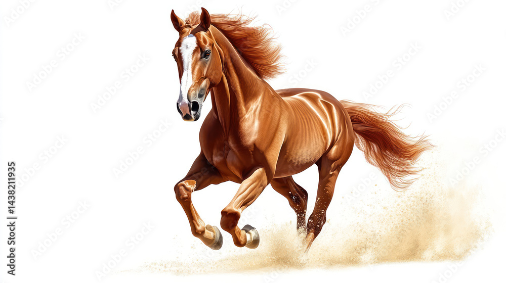 Obraz premium Running Chestnut Horse with White Markings