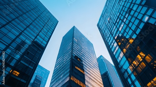 Wallpaper Mural Soaring Skyline of Gleaming High-Rise Office Buildings Reflecting City's Vibrant Business Potential Torontodigital.ca