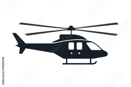 helicopter flying silhouette vector illustration on white background