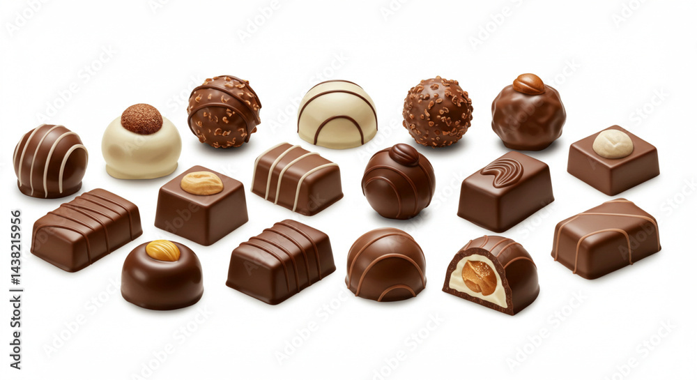 Chocolate bonbon with various toppings and flavors Chocolate bonbon with various toppings and flavors