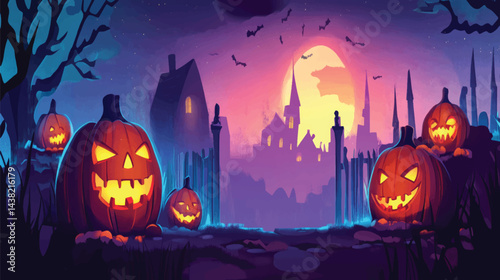 Halloween Full Moon with Creepy Shadows.