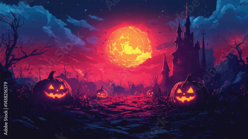 Halloween Pumpkin Patch at Dusk.