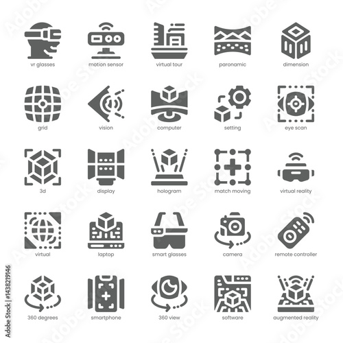 Virtual Reality Icon pack for your website, mobile, presentation, and logo design. Virtual Reality Icon solid design. Vector graphics illustration and editable stroke.