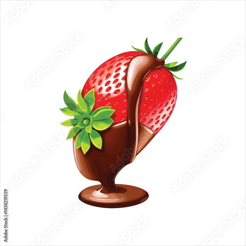 Vector illustration of a chocolate-dipped strawberry isolated on white background