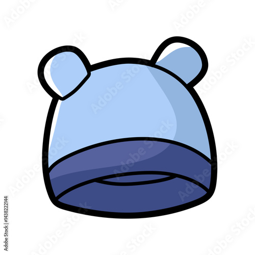 simple blue beanie cartoon kids hat vector