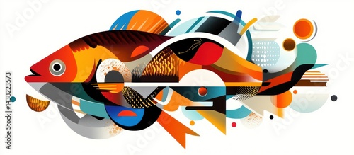 Obraz  z motywem Colorful abstract fish design
