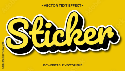 Editable text effect black and yellow sticker text effect, Editable text effect
