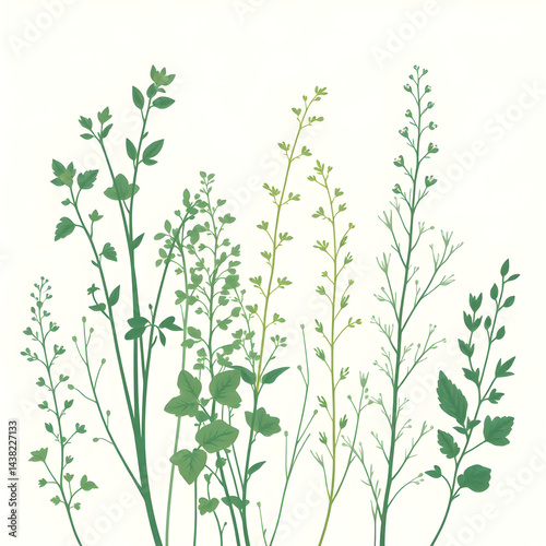 Wallpaper Mural Botanical Illustration - herbs in emerald and beige for interior posters
 Torontodigital.ca