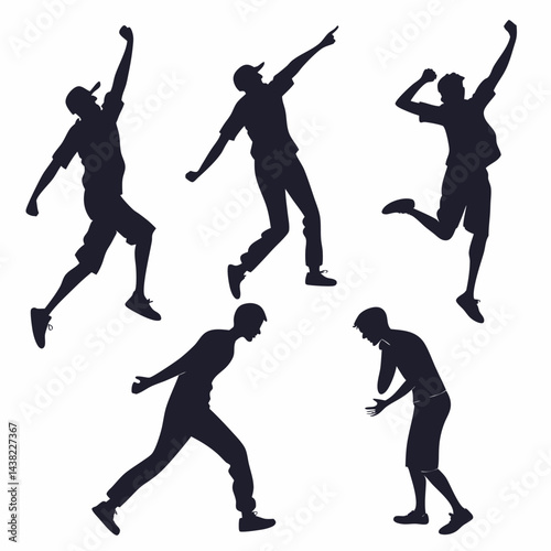 Dynamic Silhouettes: Jumping, Pointing Men - Action.