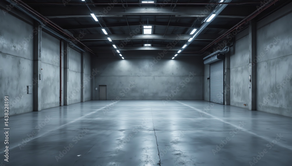 Empty industrial warehouse with concrete walls. Empty industrial warehouse with concrete walls.