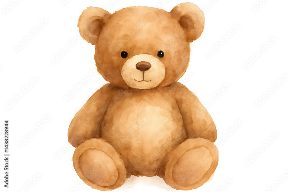 Obraz premium Cuddly Companion: A warm and inviting portrait of a classic teddy bear, beckoning viewers into a world of comfort and nostalgia, perfectly rendered in vibrant colors.