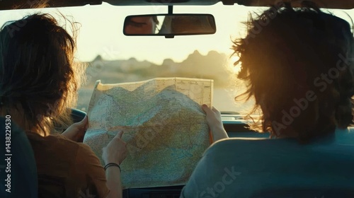 A couple is seated in a car, with the woman on the left wearing a white tank top and curly hair.