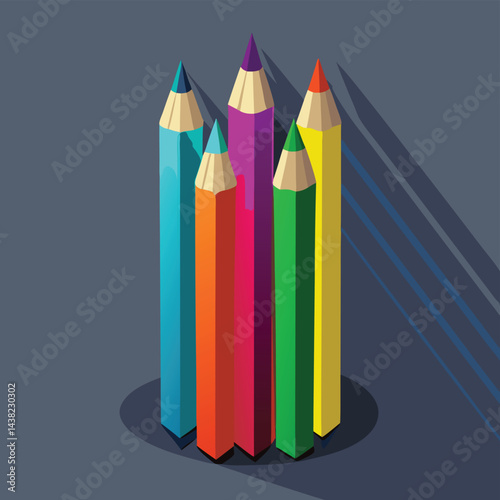 colored pencils on white background
