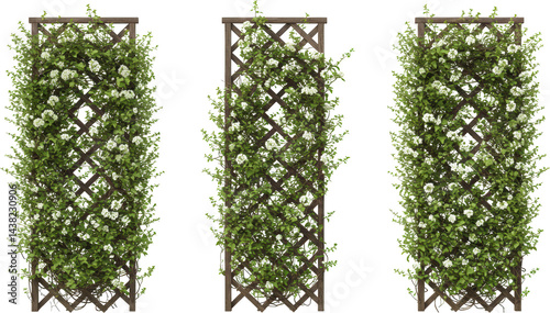 Lush White Flower Trellis Wooden Garden Lattice Blooming Vines Spring Garden Decor Outdoor