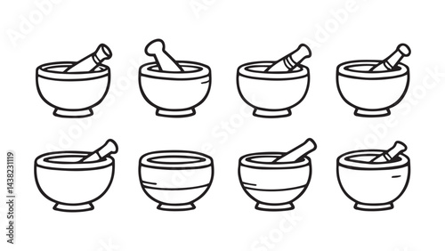 Mortar and pestle set line art